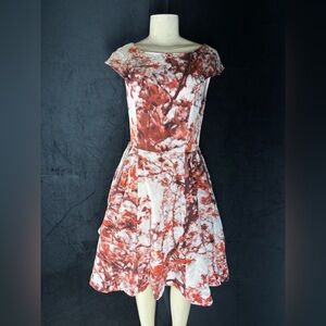 Ted Baker Red and White Midi Dress